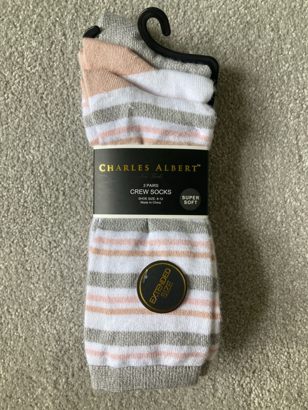 4/$10 - NEW Charles Albert 3-Pair Crew Socks